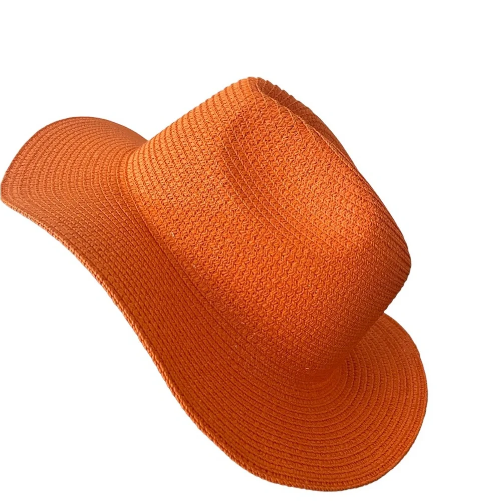 Orange wide brim,summer, beach,Summer, Panama, hat,New,OS - Picture 1 of 5